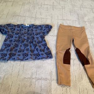 Janie & Jack Equestrian Blouse & Pant Set-Blouse Sz. 7, Pants Sz. 6